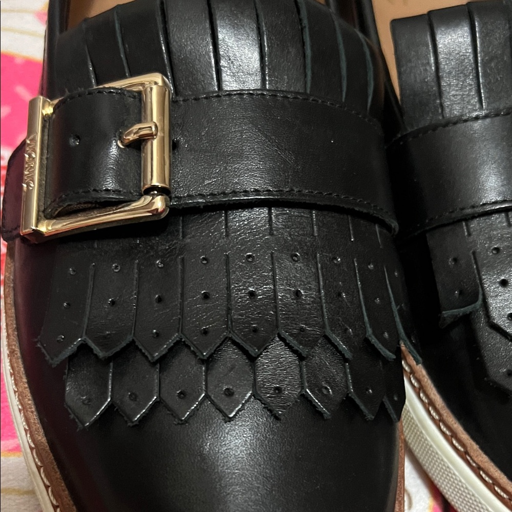 Vionic Black Leather Loafers with Gold Accent - Picture 8 of 15